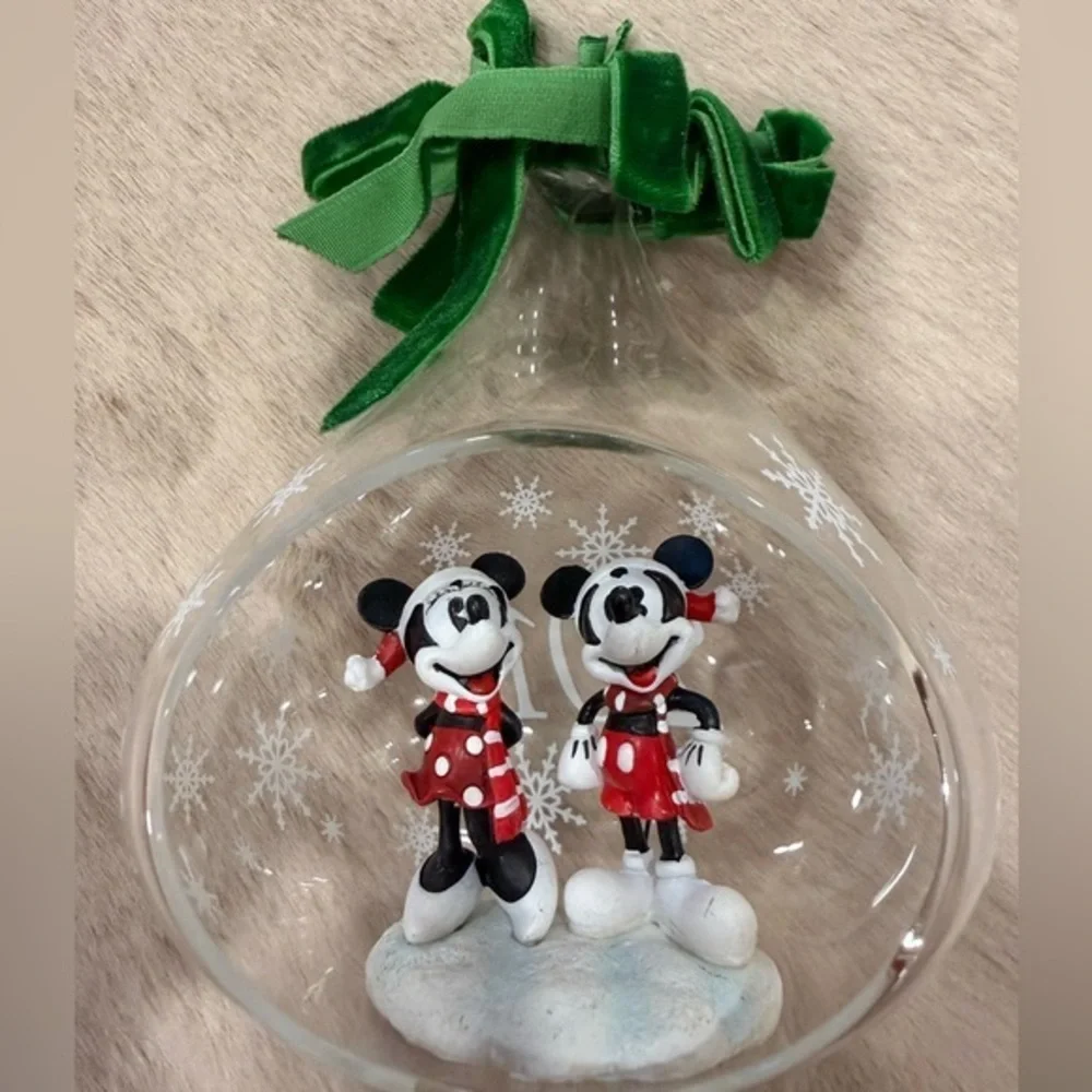 Disney Mickey & Minnie 2019 Glass Globe Christmas Ornament